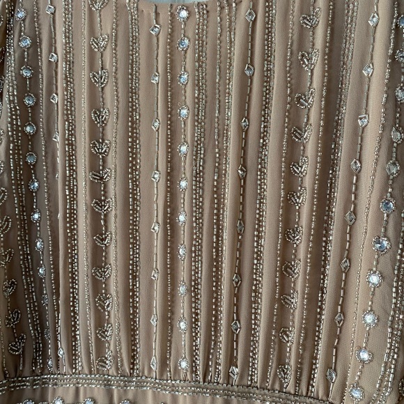 Mac Duggal Beige Beaded Cap Sleeve Dress - Great for Weddings and Formal Events - Picture 7 of 7